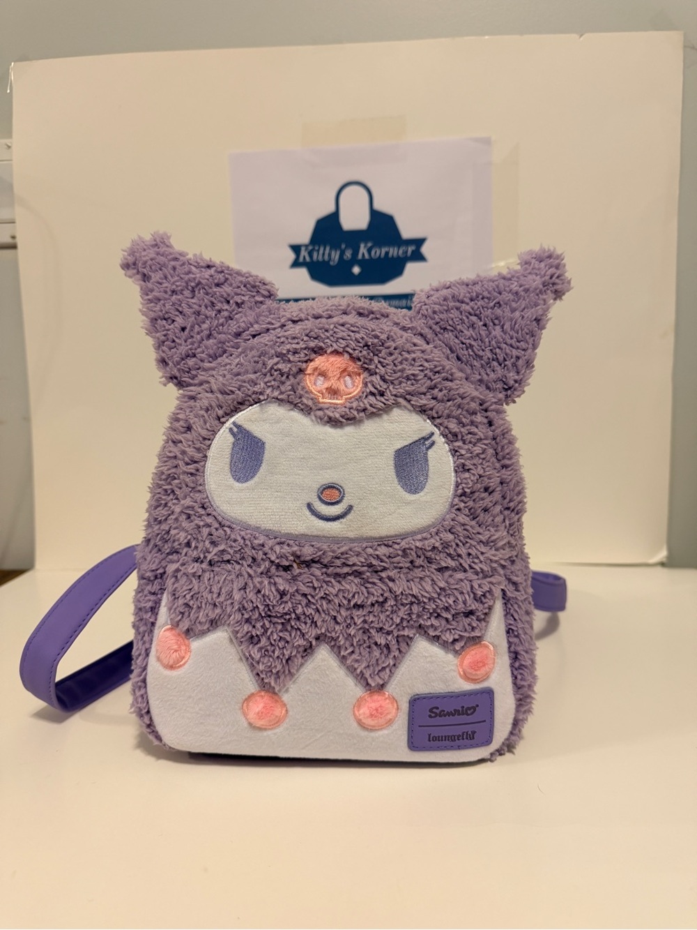 Loungefly Sanrio Kuromi Plush Backpack - Lilac with Pink Accents